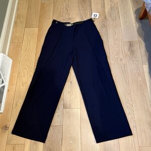 Anne Klein Navy High Rise Wide Leg Trousers
